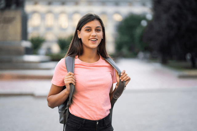 Female student with backpack